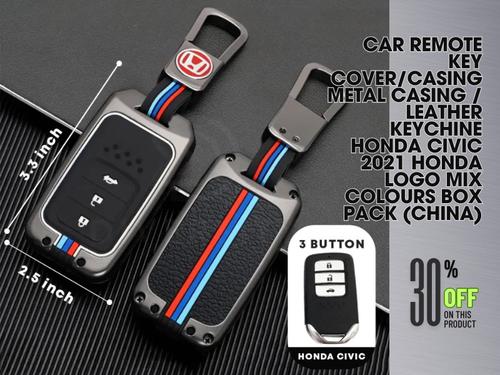 Car Remote Key Cover/Casing Metal Casing / Leather Key Chain Honda Civic 2021| Honda Logo Mix Colors Car Remote Key Cover/Casing Metal Casing / Leather Key Chain Honda Civic 2021| Honda Logo Mix Colors