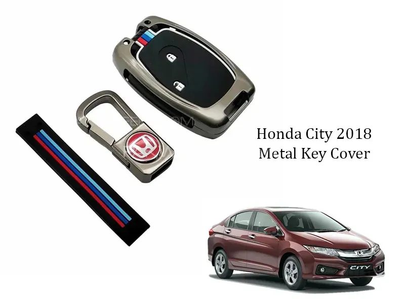 Honda City 2018 Premium Metal Car Key Cover Luxury Zinc Alloy Car Key Case Image-1