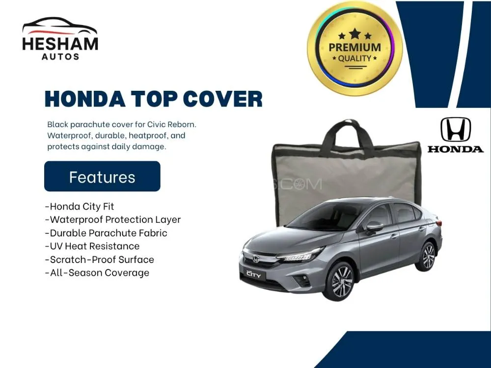 Honda City 2022 Top Cover | Black | Waterproof | Scratch Resistant Parachute Material Image-1