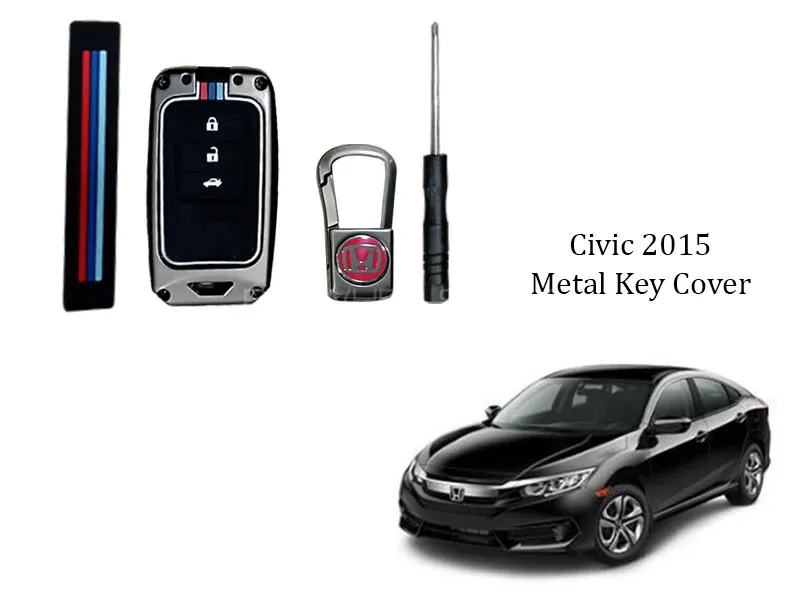 Honda Civic 2015 Premium Metal Car Key Cover Luxury Zinc Alloy Car Key Case Image-1