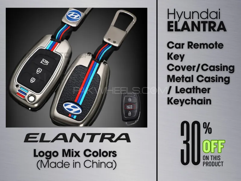 Hyundai Elantra Key Cover with Metal Shell | Metal Key Cover | Car Remote Key Cover | Casing Metal C Image-1