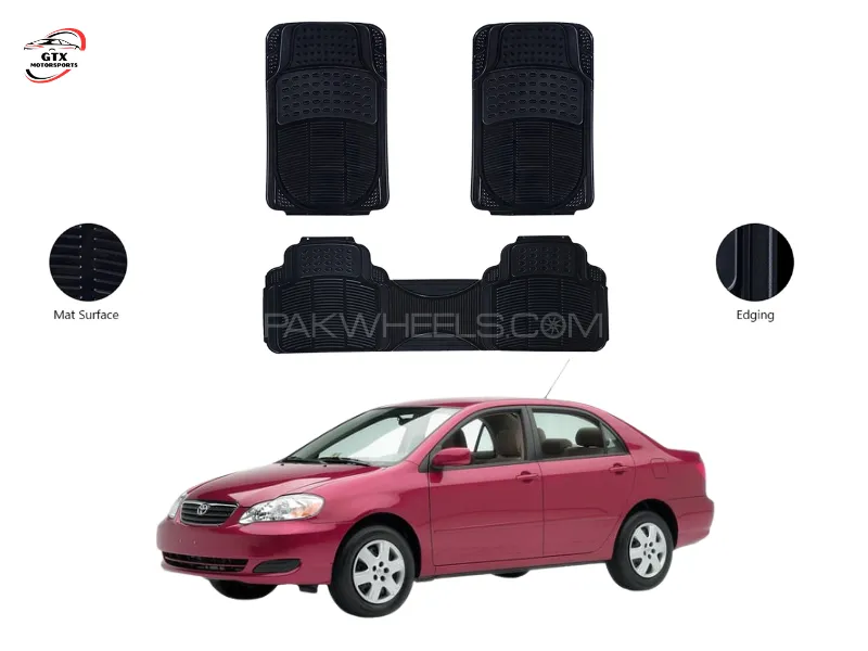 3PCS PVC Rubber Car Floor Mat Set – For Toyota Corolla 2002-2008 Image-1