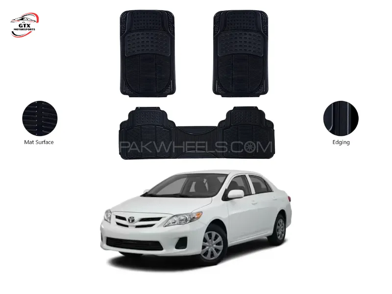3PCS PVC Rubber Car Floor Mat Set – For Toyota Corolla 2009-2012 Image-1