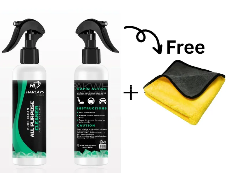 Harlays All Purpose Cleaner- Car Interior & Exterior Cleaner | APC 400ml  Free Microfiber| Pack of 1 Image-1