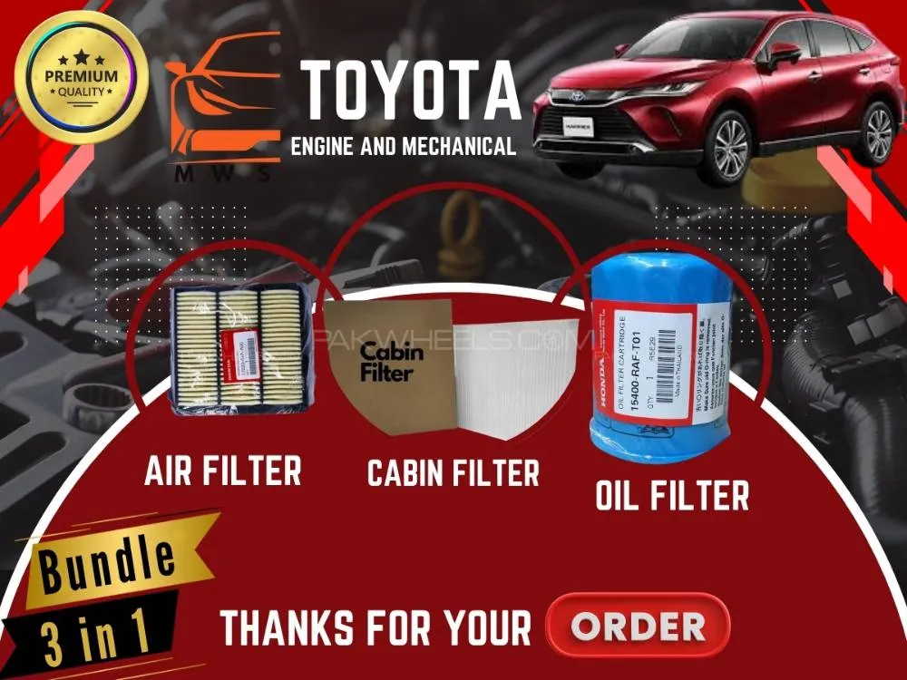 Toyota Harrier 2013–2020 | Maintenance Filter Pack – 3-in-1 | Air, Cabin & Oil Filters Image-1