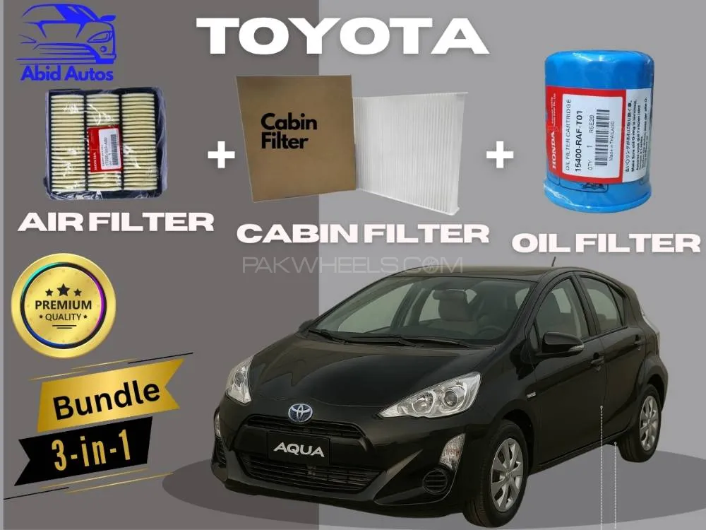 Toyota Aqua 2014–2017 | Maintenance Filter Pack – 3-in-1 | Cabin, Air & Oil Filters Image-1