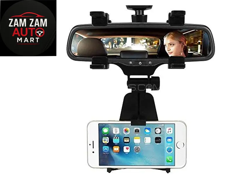 Universal Car Rear View Mirror Mobile Holder  Image-1