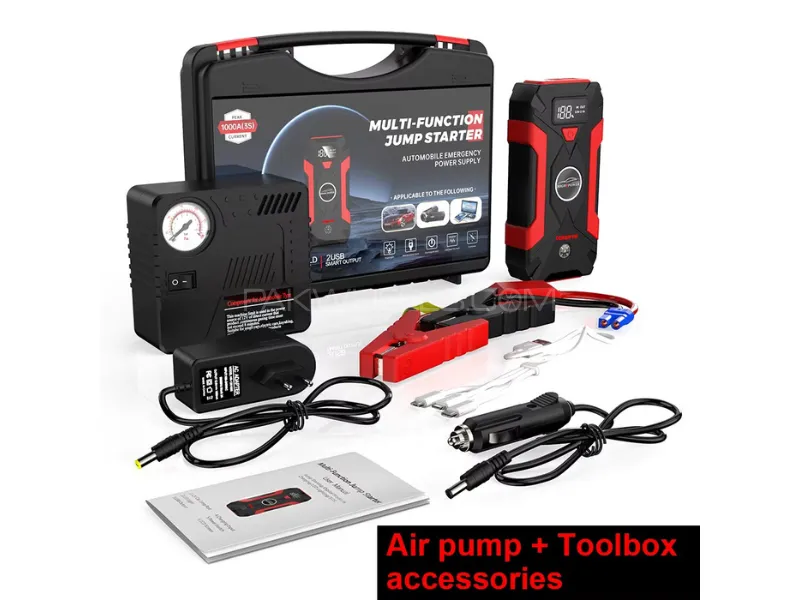 Digital Display Screen Car Jump Starter Power Bank with Car Air Pump Image-1