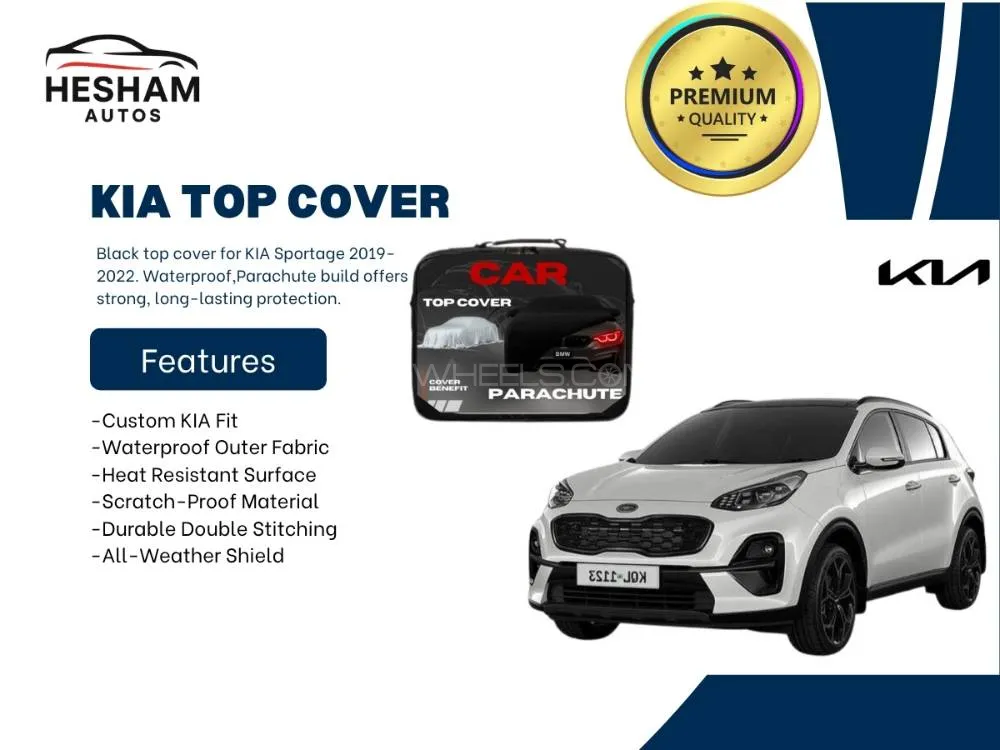 Kia Sportage 2019–2022 Car Top Cover | Black | Waterproof Parachute | Scratch Resistant Image-1