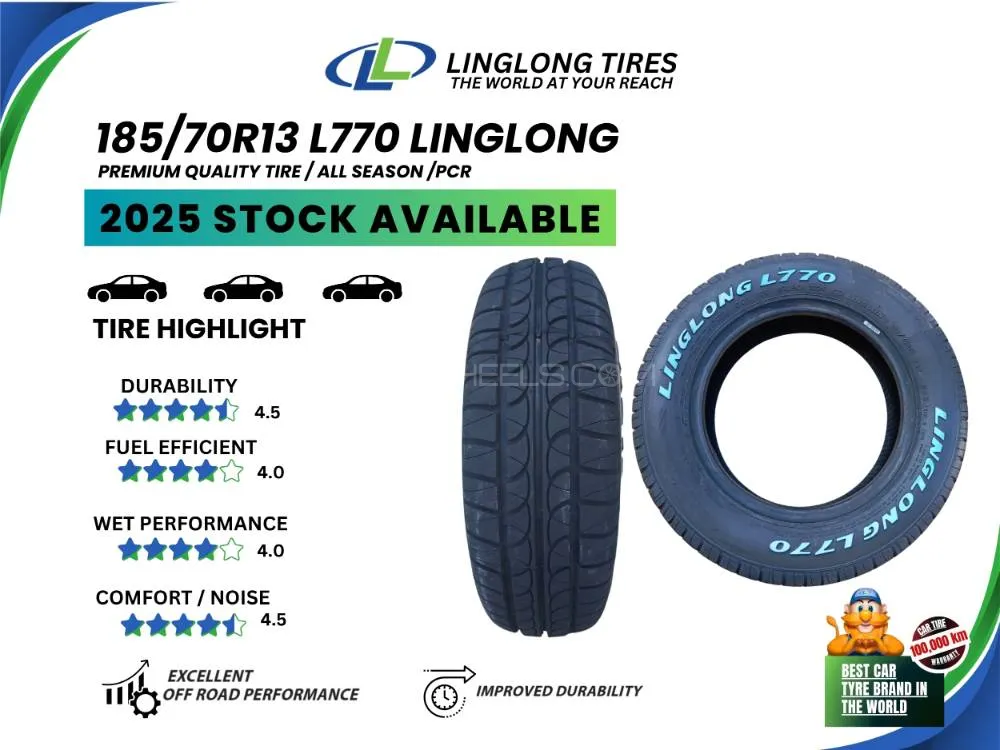 Ling Long Tyre 185/70R13 LL770 WHITE LETTER Image-1