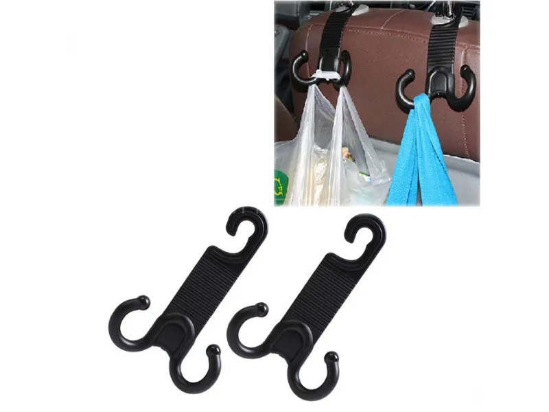 2Pcs Solid Car Seat Back Hook – Heavy Duty Headrest Hangers Image-1