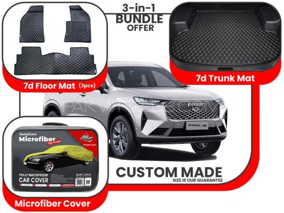 Haval H6 2014-2024|Premium Bundle – 3-in-1|7D floor mats ,Trunk Mat and Microfiber Cover Image-1