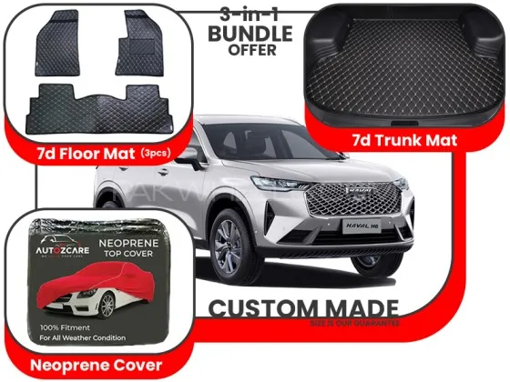 Haval H6 2014-2024|Premium Bundle – 3-in-1|7D floor mats ,Trunk Mat and Neoprene Cover Image-1