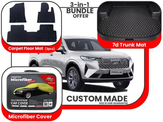 Haval H6 2014-2024|Premium Bundle – 3-in-1|Carpet floor mats ,Trunk Mat and Microfiber Cover Image-1