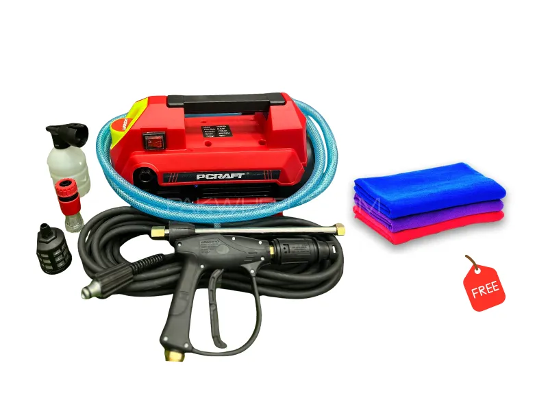 Prescott (PCRAFT) High pressure Washer for multiple use, solar , Car , Ac Wash. FREE 2pcs MICROFIBER Image-1