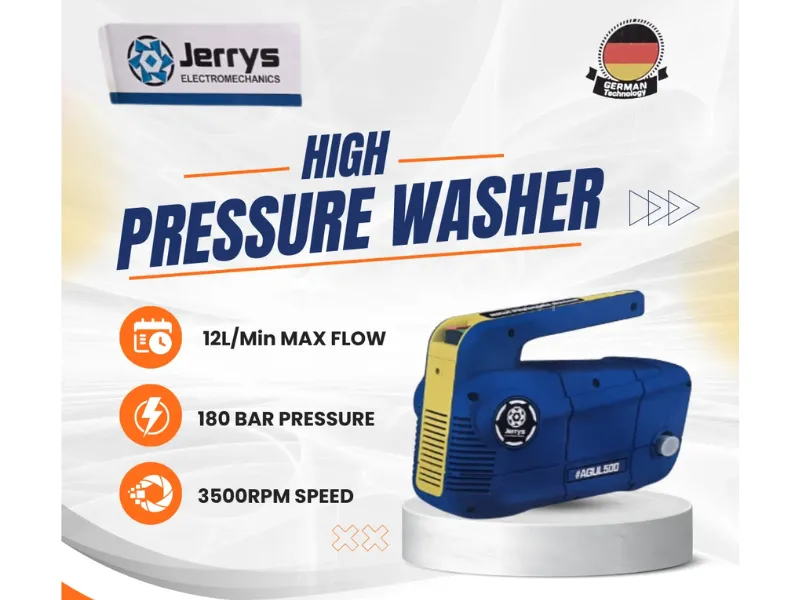 Jerry's German High-Pressure Washer – 1800W, 180Bar, Induction Motor, 10M Hose Image-1