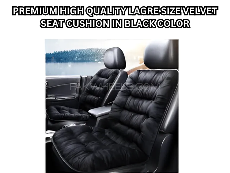 Premium High-Quality Velvet Seat Cushion Large Size in Black Color 1 Pcs Image-1
