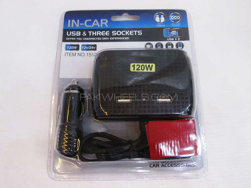 In Car Usb Charger & Three Sockets  Image-1