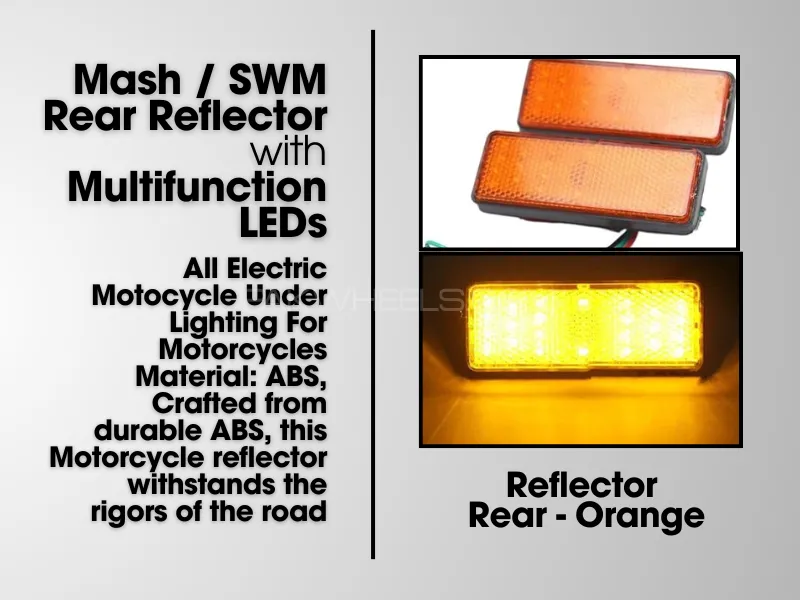 Motorcycle | Modified LED | Taillight Electric Car | Orange / Amber LED Reflector 24 | LED Brake Lig Image-1