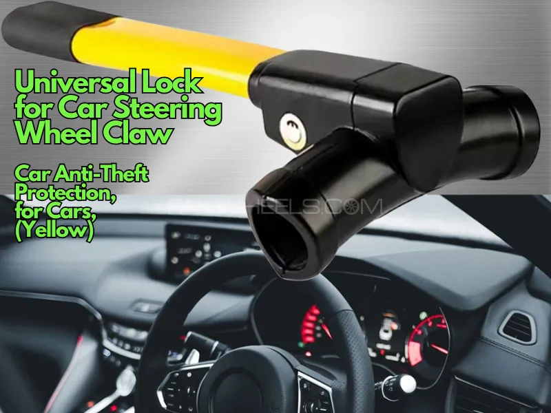Universal Lock | for | Car Steering | Wheel Claw | Car Anti-Theft Protection| for Cars [Yellow] Image-1
