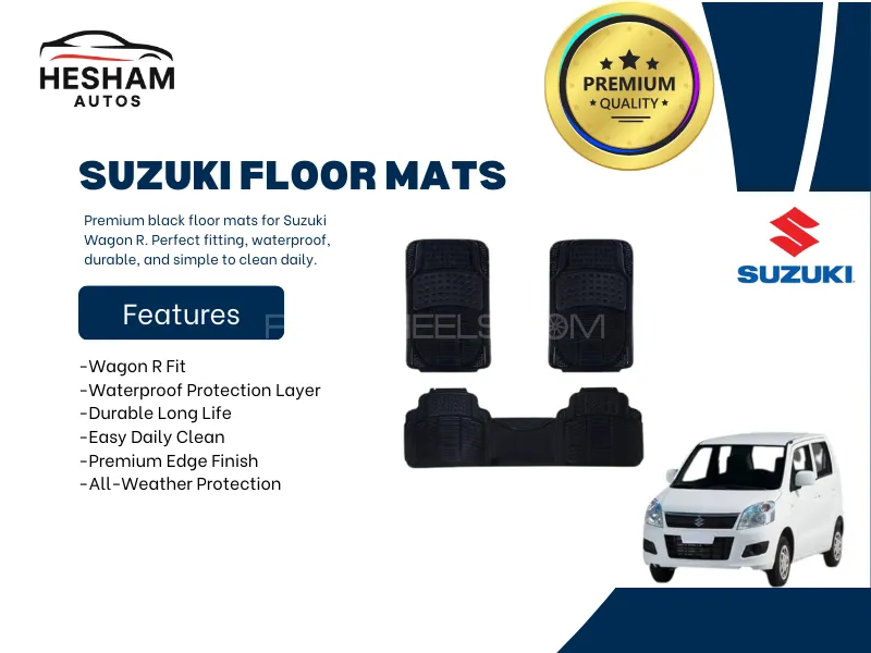 3PCS PVC Rubber Car Floor Mat Set – For Suzuki Wagon R Image-1