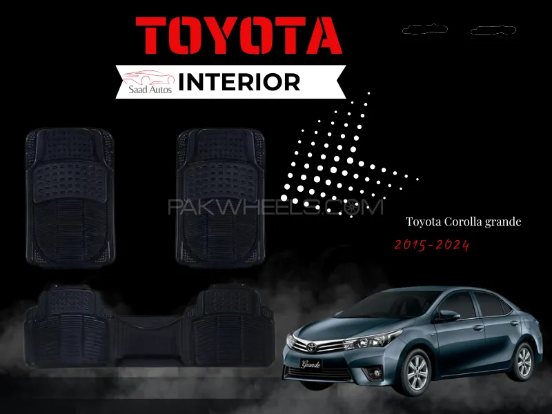 3PCS PVC Rubber Car Floor Mat Set – For Toyota Corolla Grande 2015–2024 Image-1