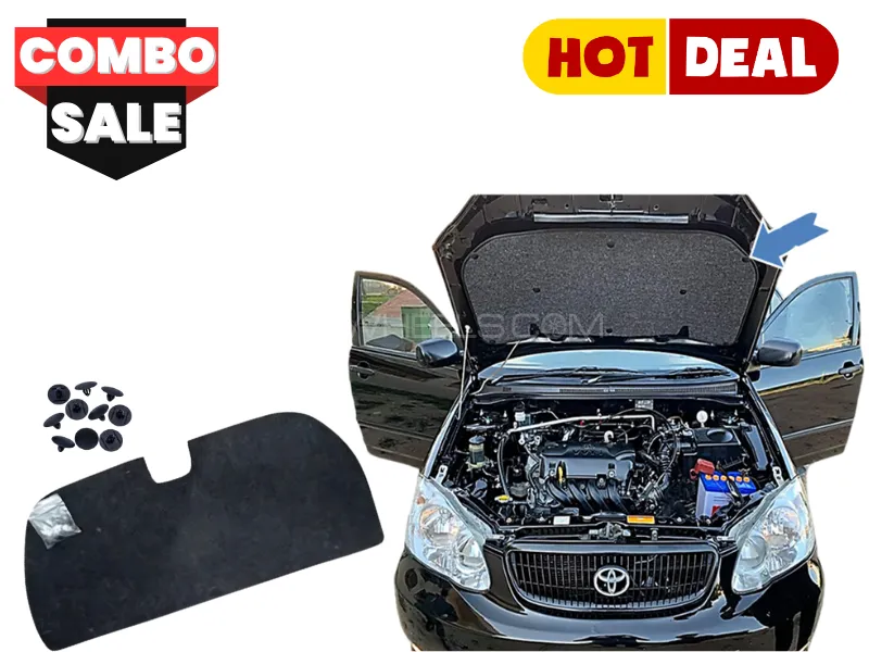 Bonnet & Trunk Insulator Combo for Toyota Corolla 2003-2007 | Heat & Sound Proofing with Clips Image-1