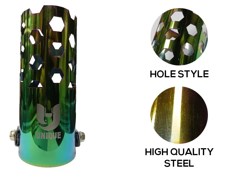 Corolla Size Exhaust Tip with Burnt Finish (Holes)–Stainless Steel - Ready Burnt Finish Exhaust Tip Image-1