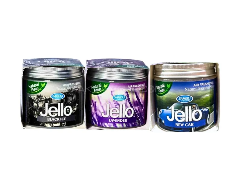 Jello Air Freshener Ge Pack Of 3 Black Ice, Lavender & New Car | Perfume Gel Image-1