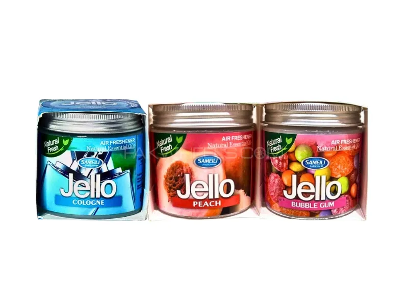 Jello Air Freshener Ge Pack Of 3 Cologne ,Peach & Bubble Guml | Perfume Gel Image-1