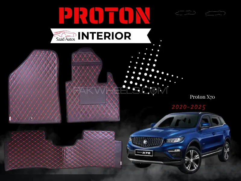 Proton X70 Diamond Cut Floor Mat | Luxury Premium Quality | Waterproof & Easy Clean – Black Image-1
