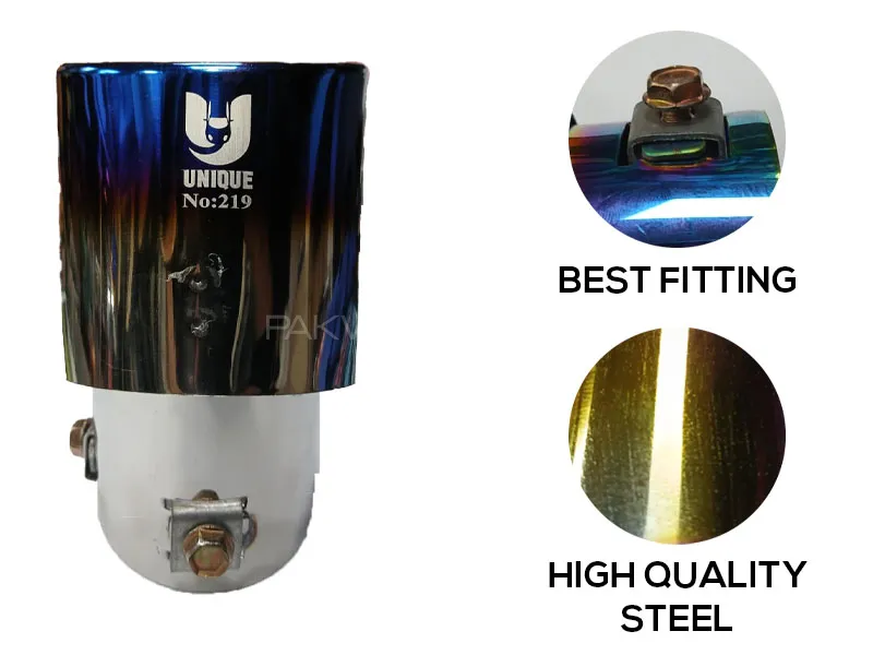 Honda Size Exhaust Tip with Burnt Finish (U-219)–Stainless Steel - Ready Burnt Finish Exhaust Tip Image-1
