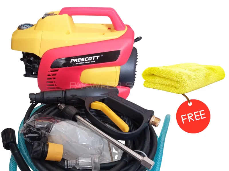 Prescott High Pressure Washer | 10M H.Pipe |1000W|3000RPM Speed| 170 Bar-Free Edgless Microfiber Image-1