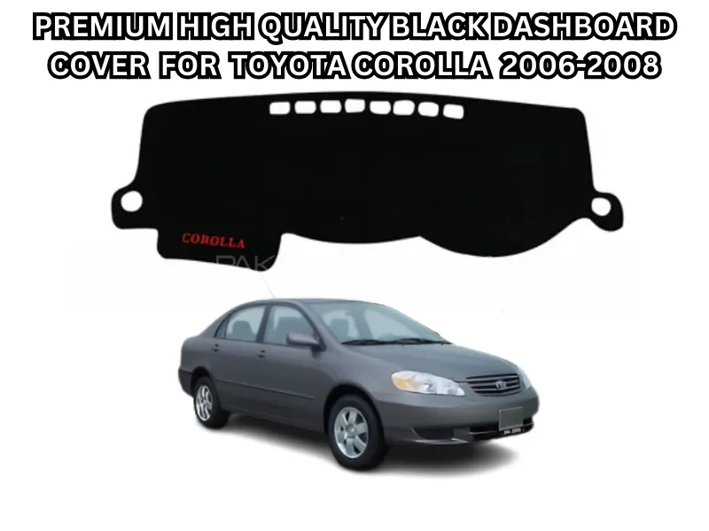 Premium High-Quality Black Dashboard Cover with Logo – Fits Toyota Corolla 2006-2008 Image-1
