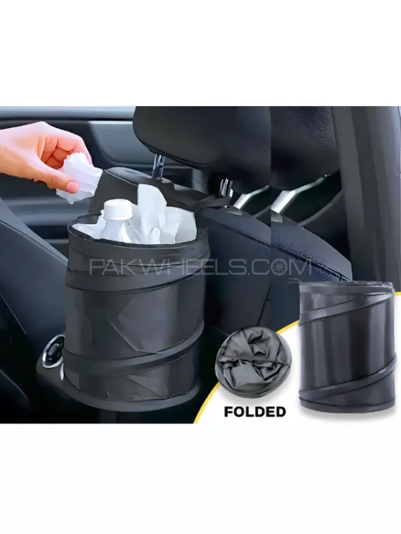 Car Foldable Garbage Dust Case Storage Collapsible Box Trash Bin Hanging Parachute Fabric Material.  Image-1