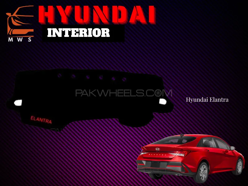 Hyundai Elantra Imported Velvet Dashboard Mat | Black | Anti-Slip, Sunlight Protection Image-1