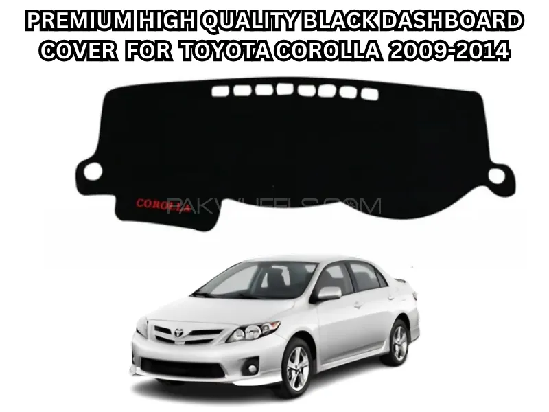Premium High-Quality Black Dashboard Cover with Logo – Fits Toyota Corolla 2009–2013 Image-1