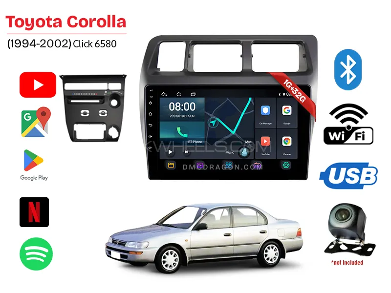 Toyota Corolla 1994-2002 Click 6580 1GB+32GB Android Panel Car Radio Stereo 9in Screen Image-1