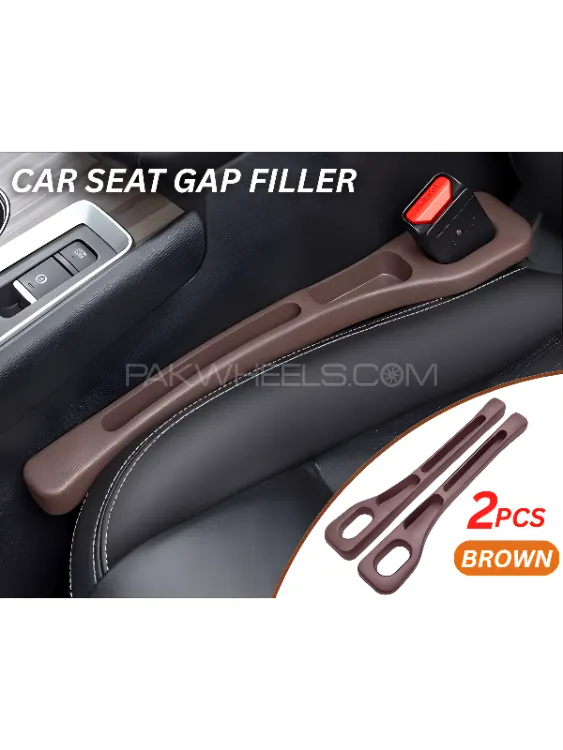 2PCS Car Seat Gap Filler -Anti-Drop Strip For Cars & SUVs - Car space filler - Mobile Holder- BROWN Image-1