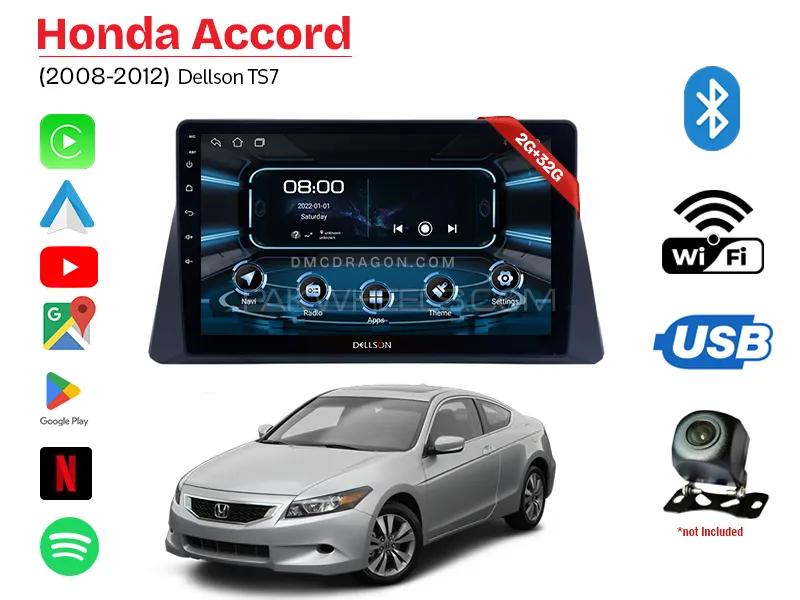 Honda Accord 2008-2012 Dellson TS7 2GB+32GB Android Panel Car Radio Stereo 10in Screen Image-1