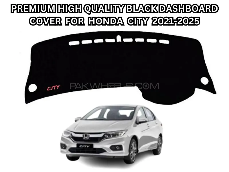 Premium Black Dashboard Cover with Logo – Fits Honda City 2021–2025 Image-1