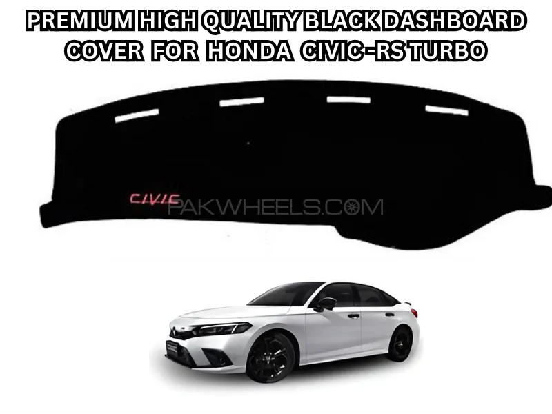 Premium Black Dashboard Cover with Logo – Fits Honda Civic RS Turbo Image-1