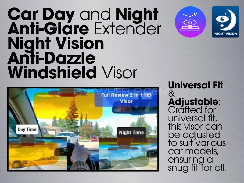Car | Day and Night | Anti-Glare | Extender | Night Vision | Anti-Dazzle | Windshield | Visor Image-1