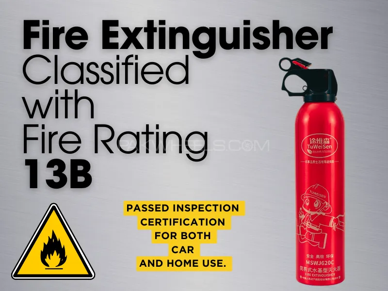 Fire Extinguisher | Classified with Fire Rating | 13B | for | Car | and Home Image-1