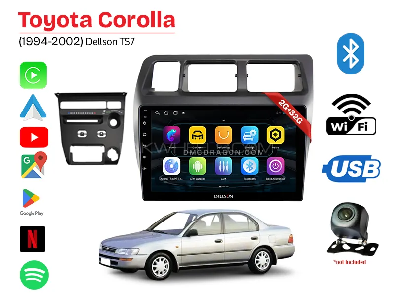 Toyota Corolla 1994-2002 Dellson TS7 2GB+32GB Android Panel Car Radio Stereo 9in Screen Image-1