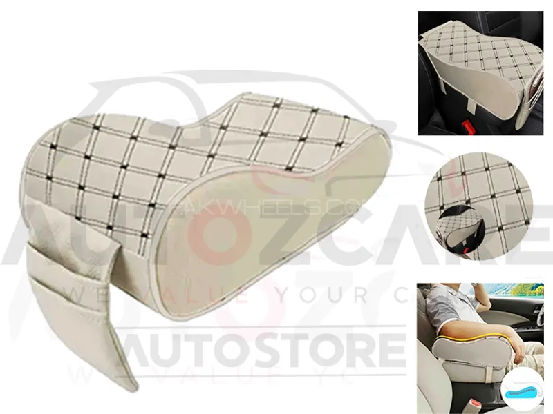 Universal Armrest with Phone Holder With Multy Thread - Beige Image-1