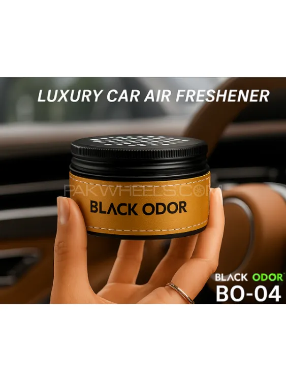 Black Odor Premium Gel Can Perfume Car Dashboard Air Freshener Leather Decorative Aromatherapy BO-04 Image-1