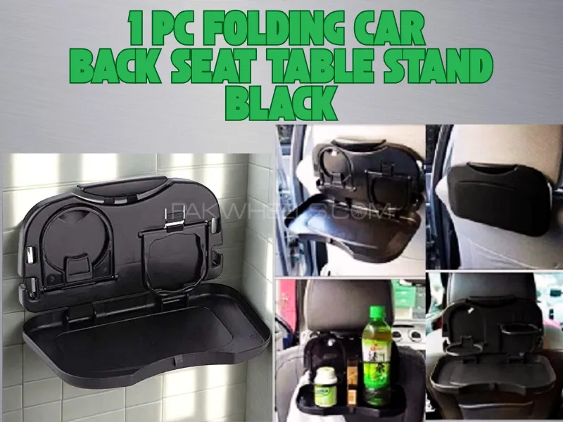 Folding | Car Back Seat Table Stand | Black | 1 Pc Image-1