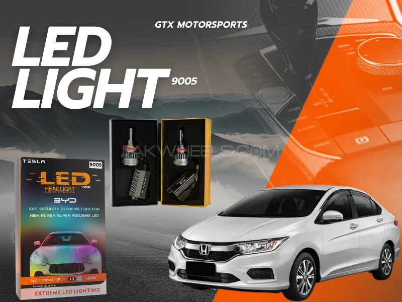 BYD 9005 Tesla LED Headlight Bulbs 1500W – Compatible with Honda City 2022–2025 (High Beam) Image-1