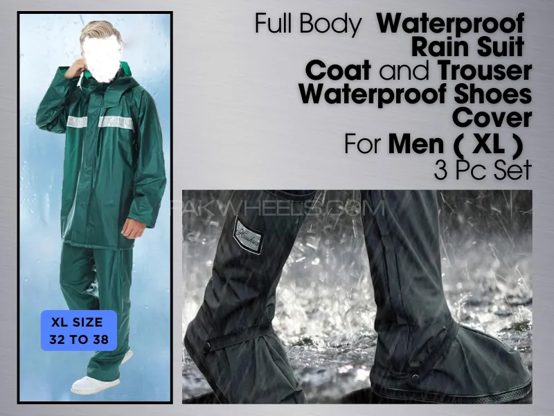 Rain Suit Waterproof | Full Body | Rain Suit Coat | Rain Snow Boots |For Men(XL) | Waterproof Shoes  Image-1